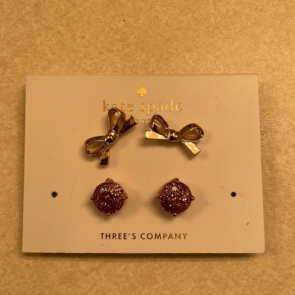Kate Spade Bow and Pink Sparkle Earrings